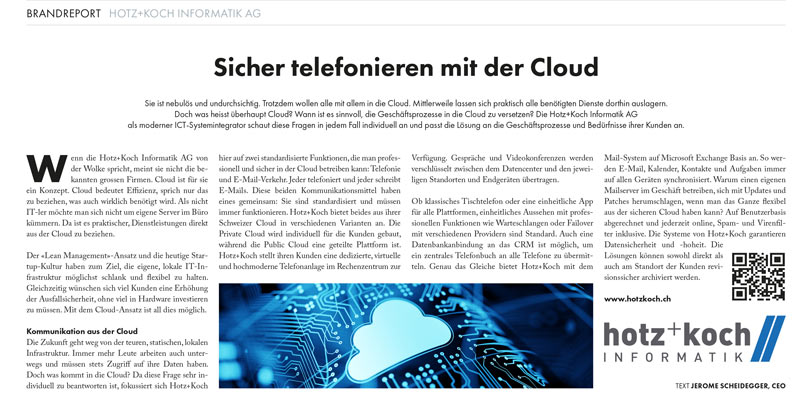 Tages-Anzeiger Fokus CIO - Brandreport Cloud vom 04.04.2019