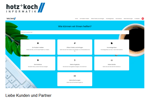 Willkommen beim neuen Kundenportal